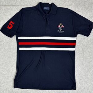 Bosco Polo Shirt Mens XXL Navy St Thomas USVI Embroidery Nautical Stripe 5 Patch